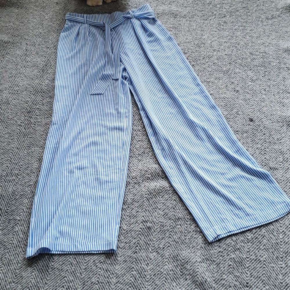Light Striped Blue Wide Leg Pants